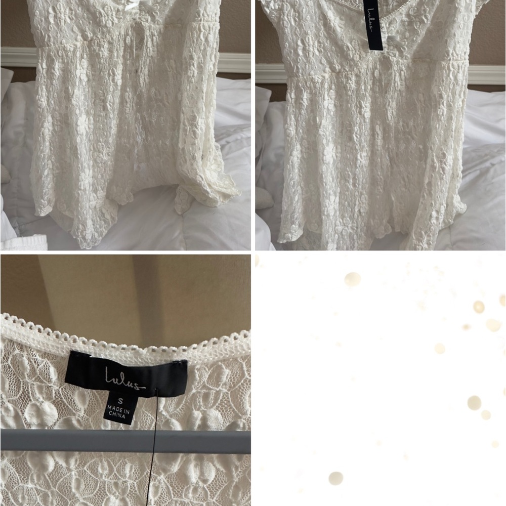Lulu's Cream Lace Sleeveless Blouse